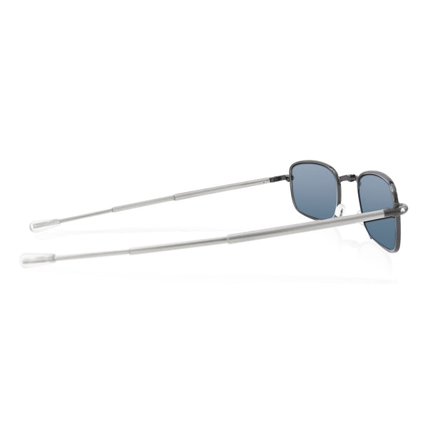 Folding sunglasses with UV400 polarised lenses. Premium stainless steel metal foldable frames with compact aluminium case