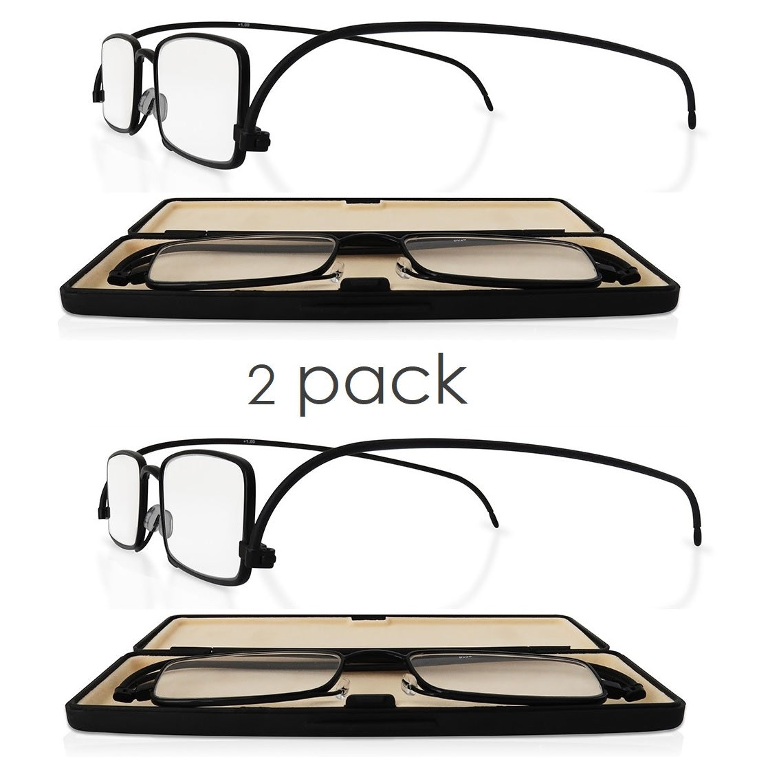  HIGHLIKE 2-Pack Hard Cases Folding Reading Glasses