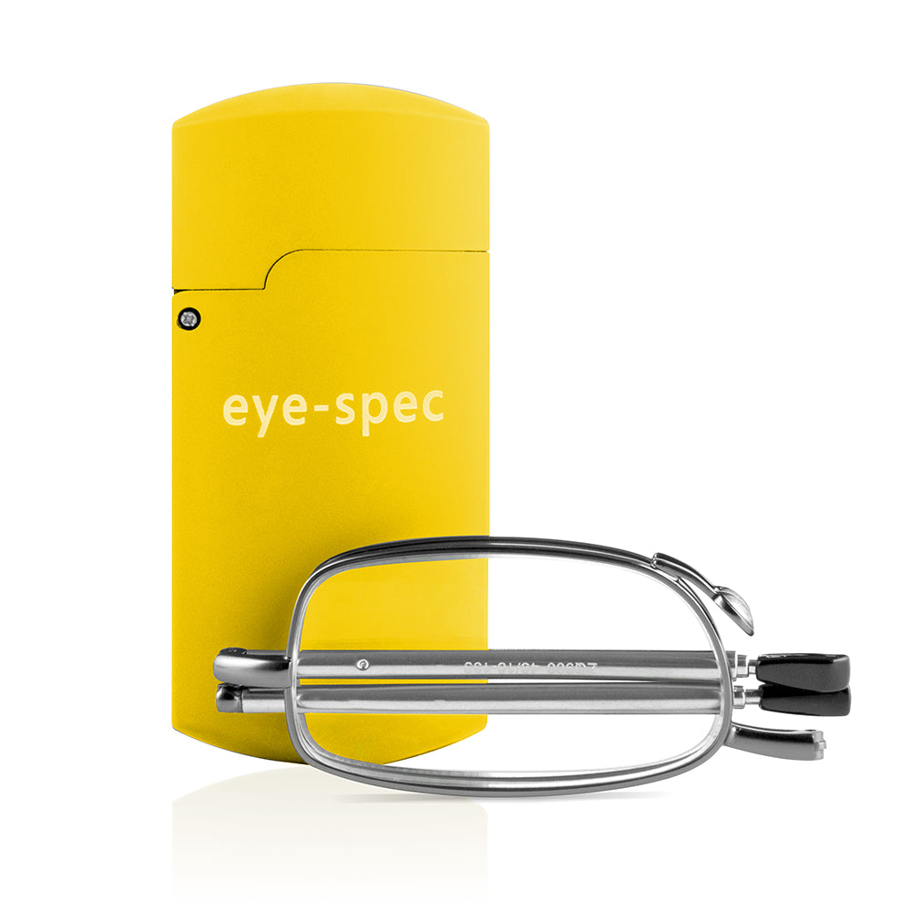 eye tech smart folding reading glasses with compact yellow case eye spec