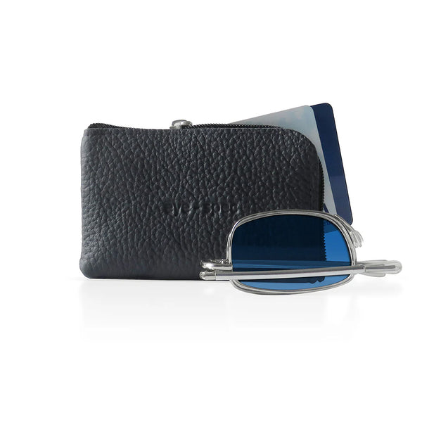 wright sun | polarised foldable sunglasses with leather travel case