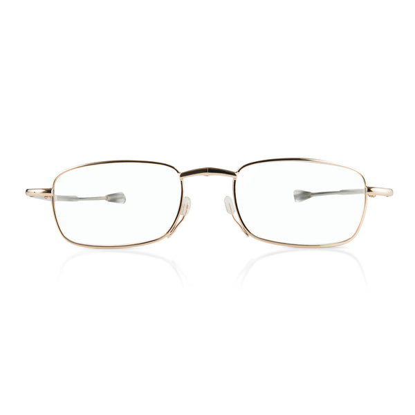 Gold frame foldable reading glasses with telescopic arms