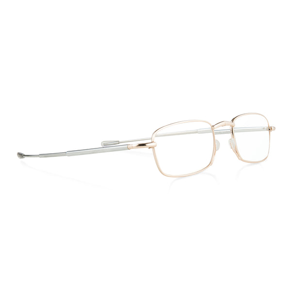 Foldable gold frame reading glasses with telescopic arms