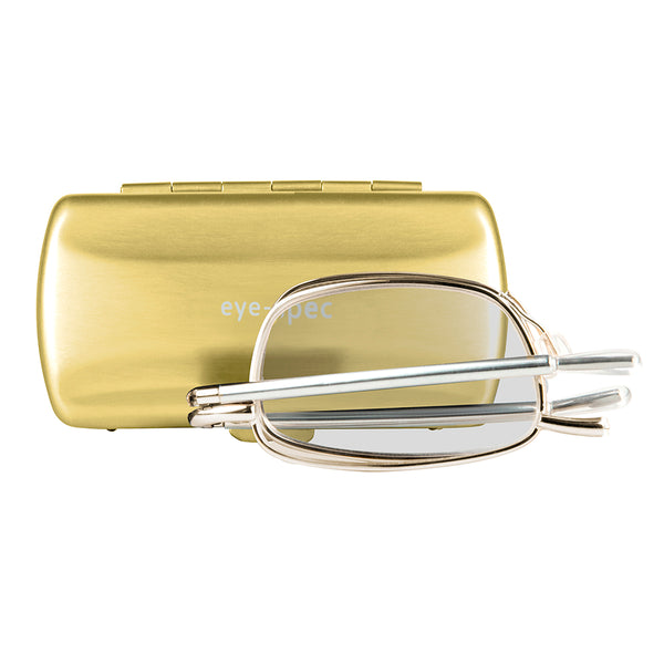 eye-look | lightweight gold frame spectacles with smart metal case