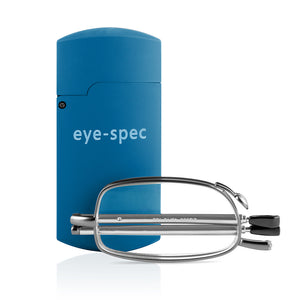 eye-tech | smart folding reading glasses with compact blue case