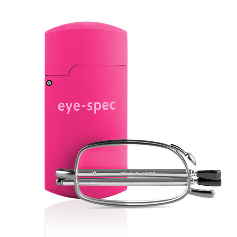 eye-tech | smart folding reading glasses with compact pink case