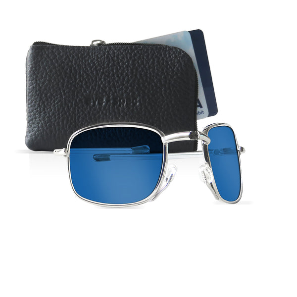 rogers | polarized foldable sunglasses with leather travel case