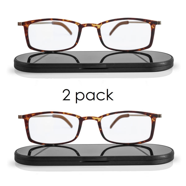 soho duo | 2 pairs of stylish, super lightweight black frame reading glasses with ultra-slim case